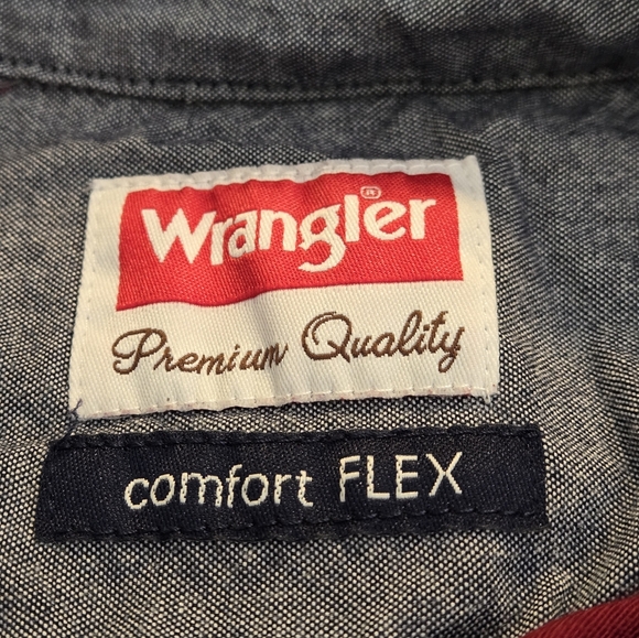 Wrangler Flex for Comfort Button Up Shirt Men's XL Burgundy Short Sleeve - Picture 5 of 6